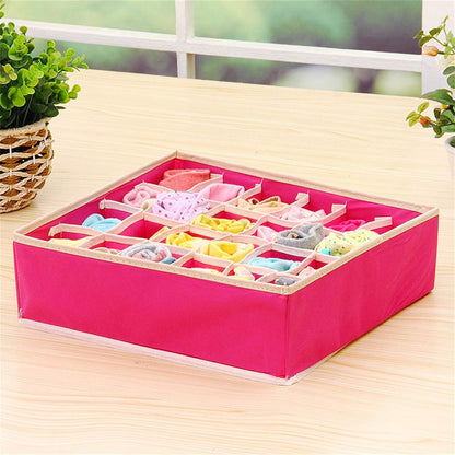Cutie De Depozitare, selexmo, Pentru Lenjerie, Sosete Si Sutiene, Material Textil, 24 Compartimente, 32 x 32 x 10 cm, Culoare Roz