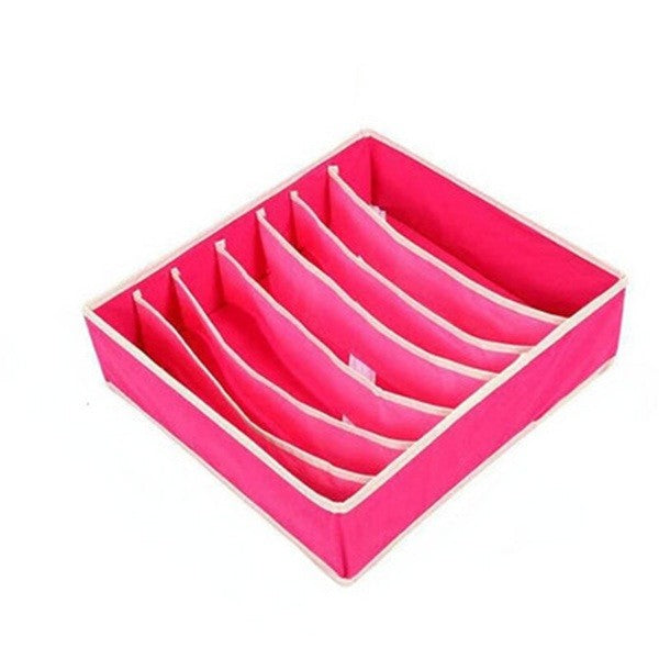 Cutie De Depozitare, selexmo, Pentru Lenjerie, Sosete Si Sutiene, Material Textil, 7 Compartimente, 32 x 32 x 10 cm, Culoare Roz