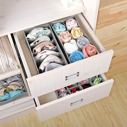 Cutie De Depozitare, selexmo, Pentru Lenjerie, Sosete Si Sutiene, Material Textil, 8 Compartimente, 32 x 16 x 10 cm, Culoare Gri