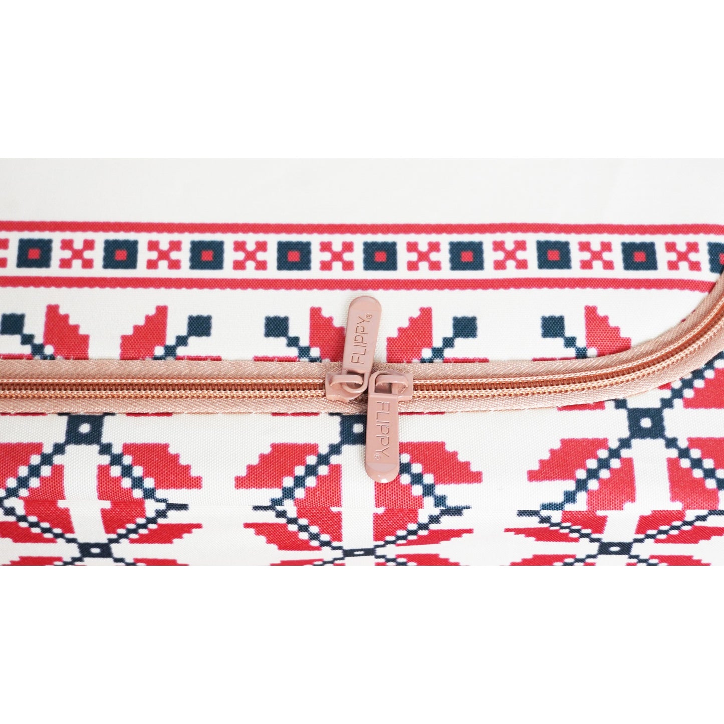 Cutie de Depozitare Pliabila, selexmo,100 L din Bumbac si In, 60X42X40 cm, Fereastra Frontala, 2 Usi de Acces cu Fermoar Bidirectional, Cadru Metalic, Suport Baza Stabil din Plastic, Motiv Traditional Model 2