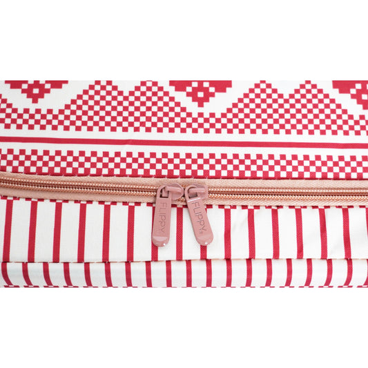 Cutie de Depozitare Pliabila, selexmo,100 L din Bumbac si In, 60X42X40 cm, Fereastra Frontala, 2 Usi de Acces cu Fermoar Bidirectional, Cadru Metalic, Suport Baza Stabil din Plastic, Motiv Traditional Model 1