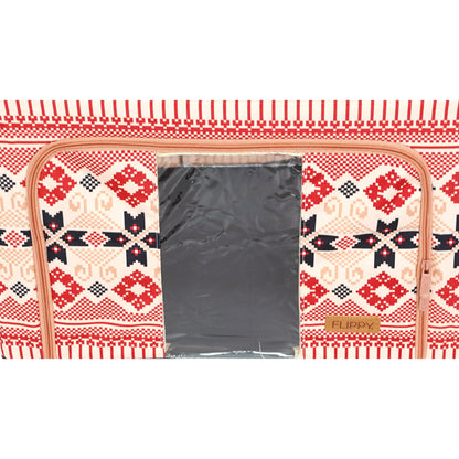 Cutie de Depozitare Pliabila, selexmo,100 L din Bumbac si In, 60X42X40 cm, Fereastra Frontala, 2 Usi de Acces cu Fermoar Bidirectional, Cadru Metalic, Suport Baza Stabil din Plastic, Motiv Traditional Model 1
