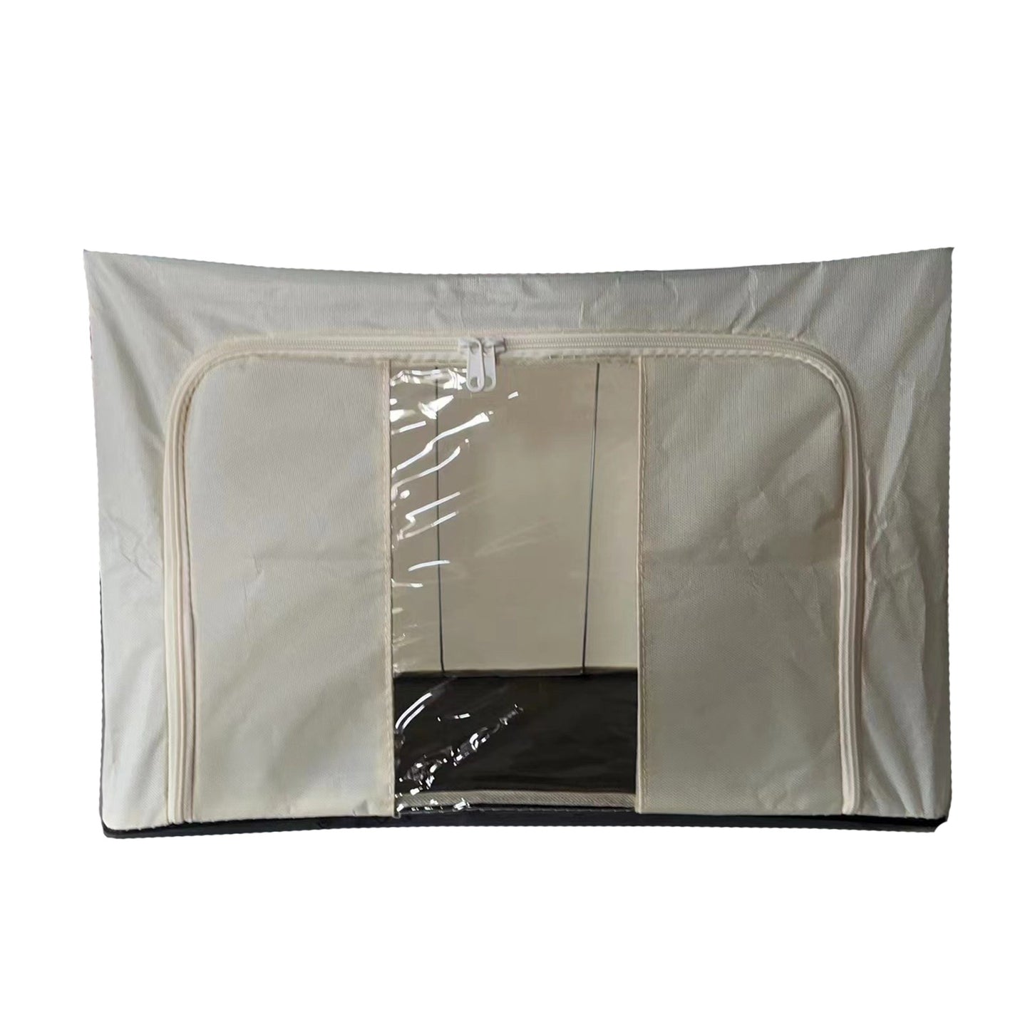 Cutie de depozitare Pliabila, selexmo, Cadru Metalic, cu fermoar, 100 L, material Textil, 60 x 42 x 40 cm, suport de baza din plastic stabil, Bej