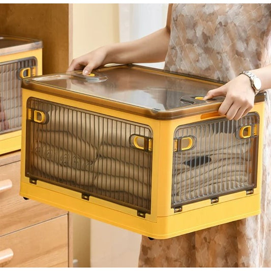 Cutie de depozitare pliabila, selexmo, Cu capac, 85 L, Plastic, 60x42x34 cm, Portocaliu