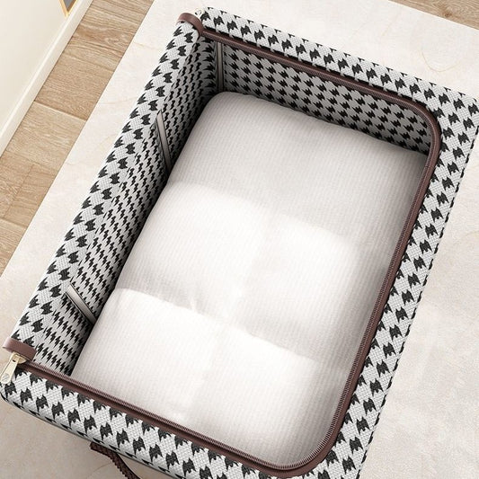 Cutie de Depozitare Pliabila, selexmo, Cu fermoar Bidirectional, 24 L, Textil, 40x30x20 cm, Cadru Metalic, o Fereastra, Suport Baza Stabil din Plastic, Design Zebra, Alb Negru