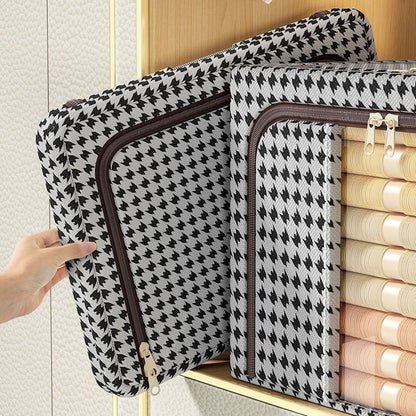Cutie de Depozitare Pliabila, selexmo, Cu fermoar Bidirectional, 24 L, Textil, 40x30x20 cm, Cadru Metalic, o Fereastra, Suport Baza Stabil din Plastic, Design Zebra, Alb Negru