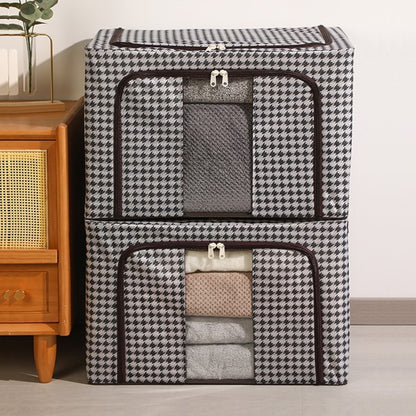 Cutie de Depozitare Pliabila, selexmo, Cu fermoar Bidirectional, 24 L, Textil, 40x30x20 cm, Cadru Metalic, o Fereastra, Suport Baza Stabil din Plastic, Design Zebra, Alb Negru