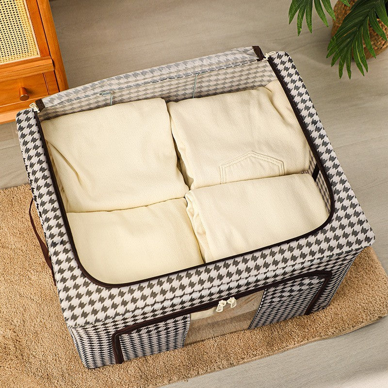 Cutie de Depozitare Pliabila, selexmo, Cu fermoar Bidirectional, 24 L, Textil, 40x30x20 cm, Cadru Metalic, o Fereastra, Suport Baza Stabil din Plastic, Design Zebra, Alb Negru