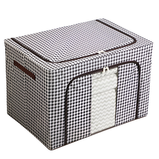 Cutie de Depozitare Pliabila, selexmo, Cu fermoar Bidirectional, 24 L, Textil, 40x30x20 cm, Cadru Metalic, o Fereastra, Suport Baza Stabil din Plastic, Design Zebra, Alb Negru