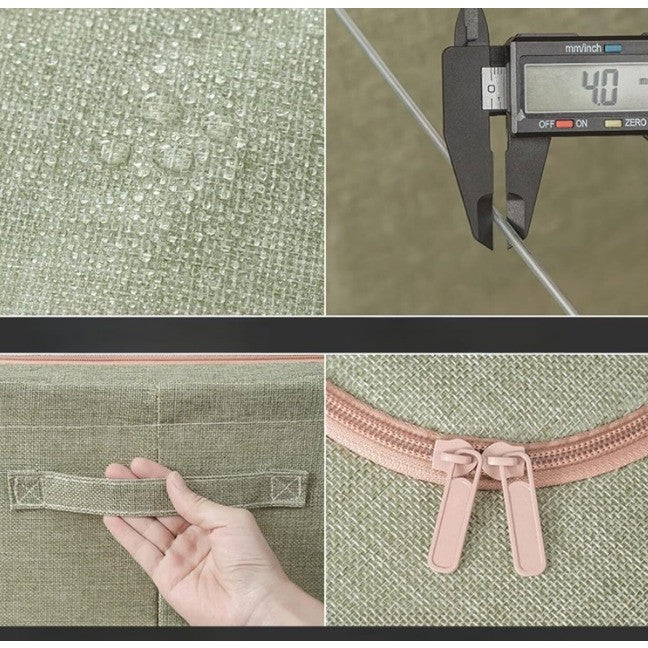 Cutie de Depozitare Pliabila, selexmo, Cu fermoar Bidirectional, 66 L, Textil, 50x40x33 cm, Cadru Metalic, o Fereastra, Suport Baza Stabil din Plastic, Verde