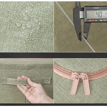 Cutie de Depozitare Pliabila, selexmo, Cu fermoar Bidirectional, 66 L, Textil, 50x40x33 cm, Cadru Metalic, o Fereastra, Suport Baza Stabil din Plastic, Verde