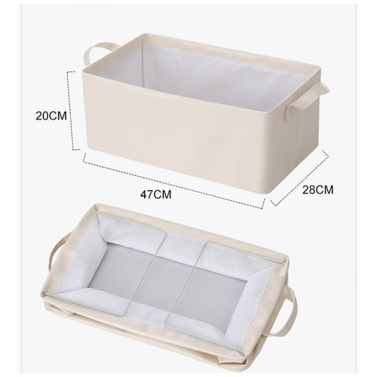 Cutie de Depozitare Tip Cos, selexmo, Material Piele Ecologica, Pliabila, 47x28x20 cm, 26 l, Cadru Metalic, cu Manere, Bej