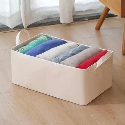 Cutie de Depozitare Tip Cos, selexmo, Material Piele Ecologica, Pliabila, 47x28x20 cm, 26 l, Cadru Metalic, cu Manere, Bej