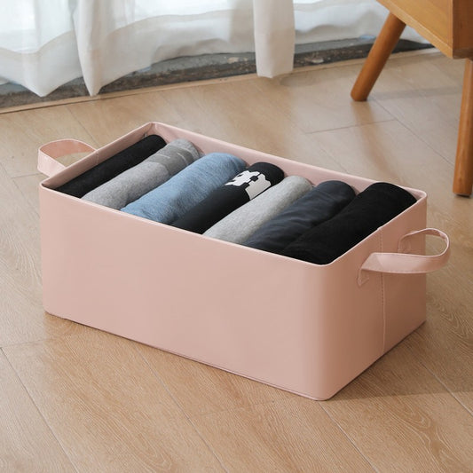 Cutie de Depozitare Tip Cos, selexmo, Material Piele Ecologica, Pliabila, 47x28x20 cm, 26 l, Cadru Metalic, cu Manere, Roz