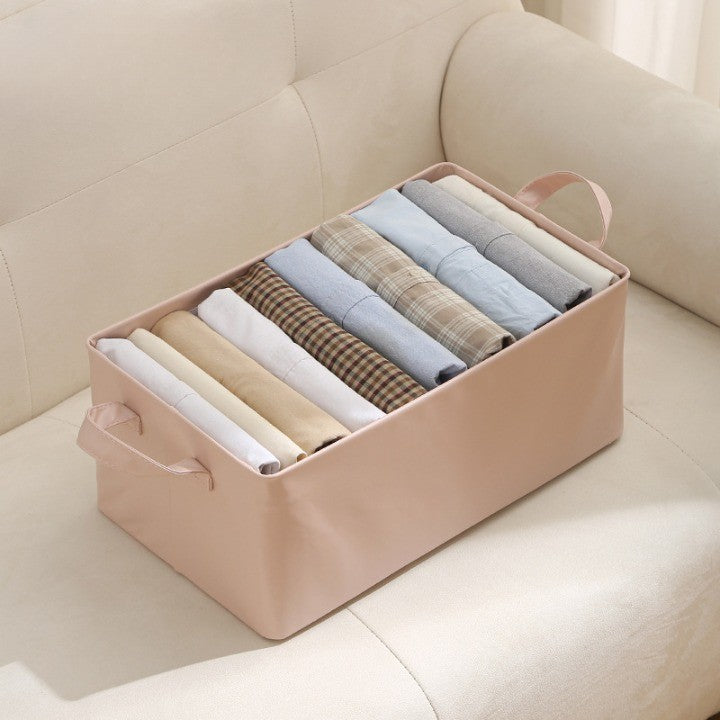 Cutie de Depozitare Tip Cos, selexmo, Material Piele Ecologica, Pliabila, 47x28x20 cm, 26 l, Cadru Metalic, cu Manere, Roz
