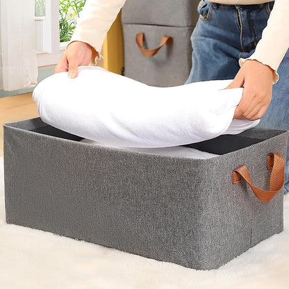 Cutie de Depozitare Tip Cos, selexmo, Material Textil, Pliabila, 47x28x20 cm, 35 l, Cadru Metalic, cu Manere, Maro