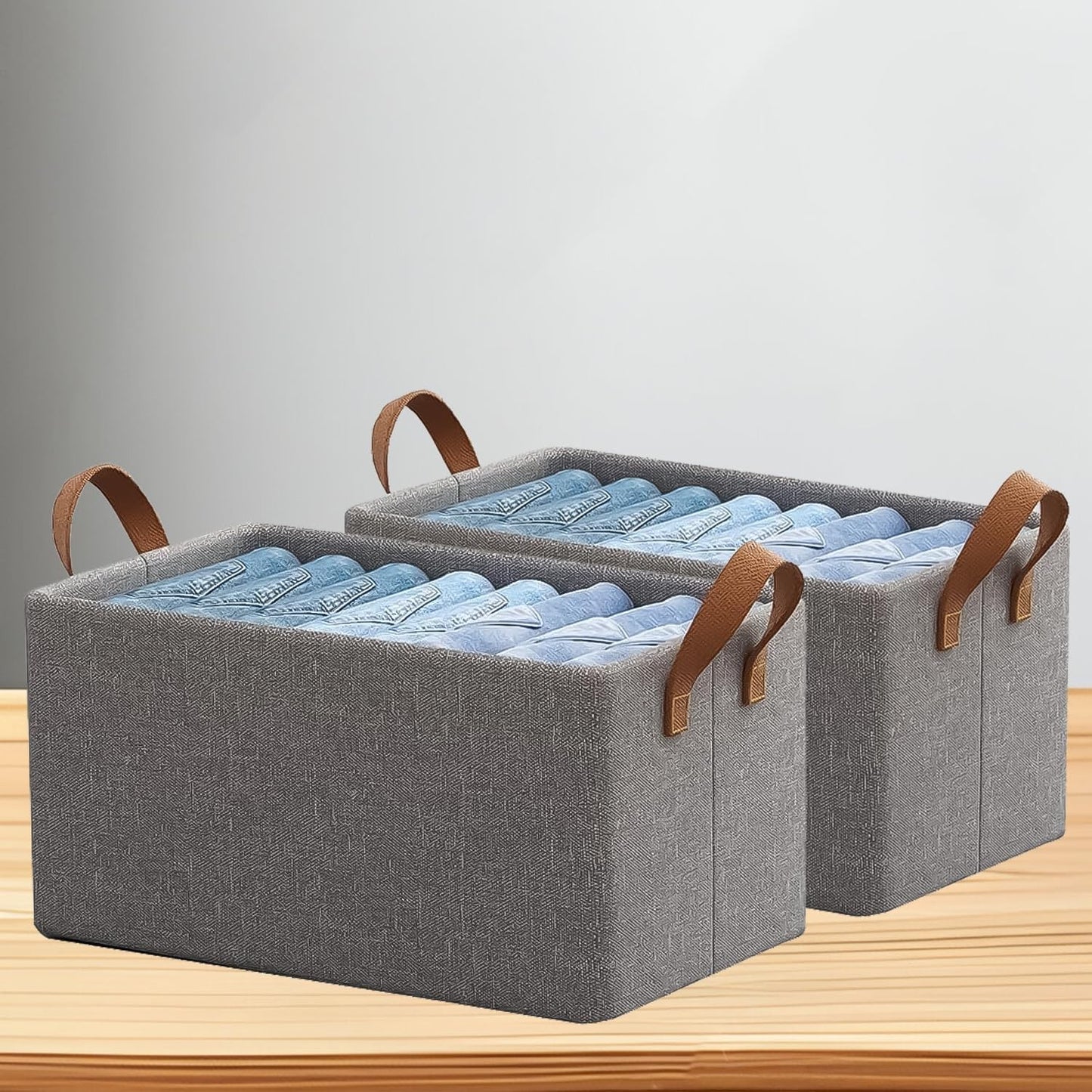 Cutie de Depozitare Tip Cos, selexmo, Material Textil, Pliabila, 47x28x20 cm, 35 l, Cadru Metalic, cu Manere, Maro