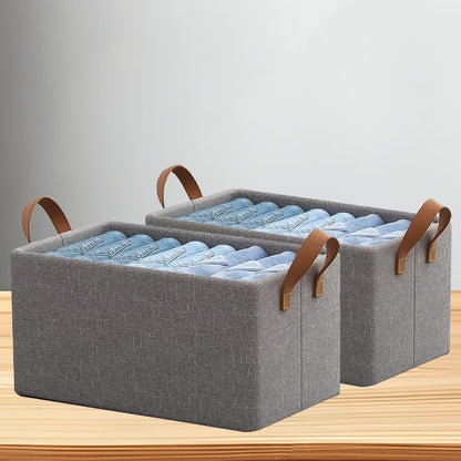 Cutie de Depozitare Tip Cos, selexmo, Material Textil, Pliabila, 47x28x20 cm, 35 l, Cadru Metalic, cu Manere, Maro