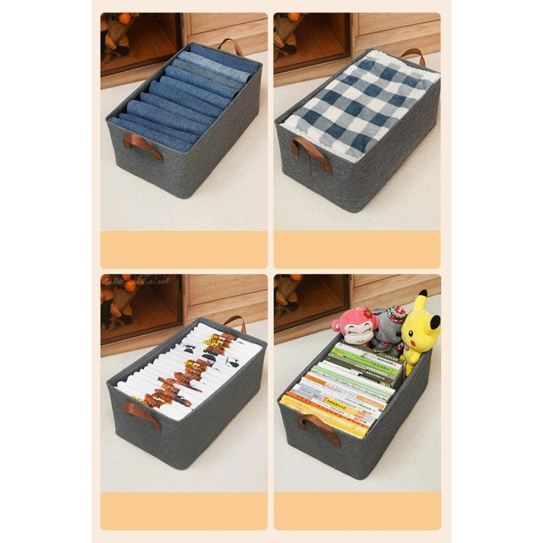 Cutie de Depozitare Tip Cos, selexmo, Material Textil, Pliabila, 47x35x30 cm, 50 l, Cadru Metalic, cu Manere, Gri