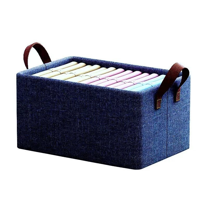 Cutie de depozitare tip cos, selexmo, textil, pliabila, 47x20x28 cm, se poate spala, cu manere, albastru