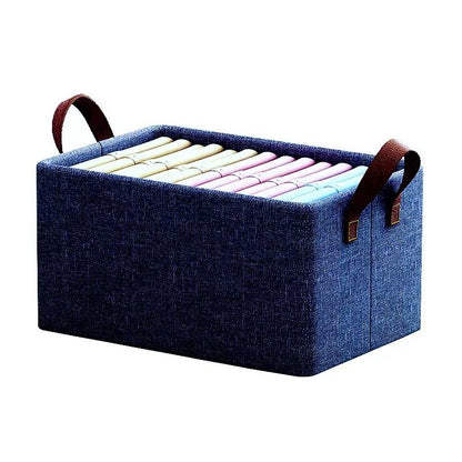 Cutie de depozitare tip cos, selexmo, textil, pliabila, 47x20x28 cm, se poate spala, cu manere, albastru