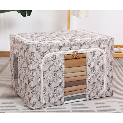 Cutie Depozitare, selexmo, 66L, din Material Textil, 50 x 40 x 33 cm, pentru Haine si Lenjerii, Model Bambus, Galben