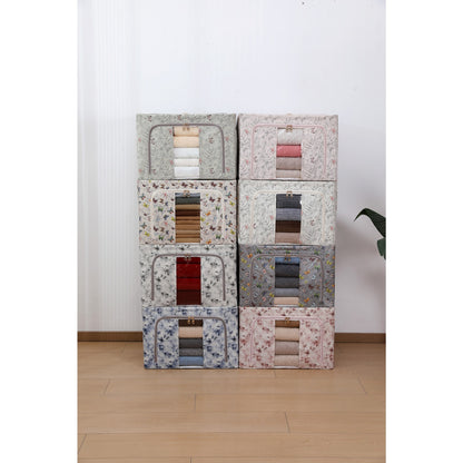 Cutie Depozitare, selexmo, 66L, din Material Textil, 50 x 40 x 33 cm, pentru Haine si Lenjerii, Model Bambus, Negru