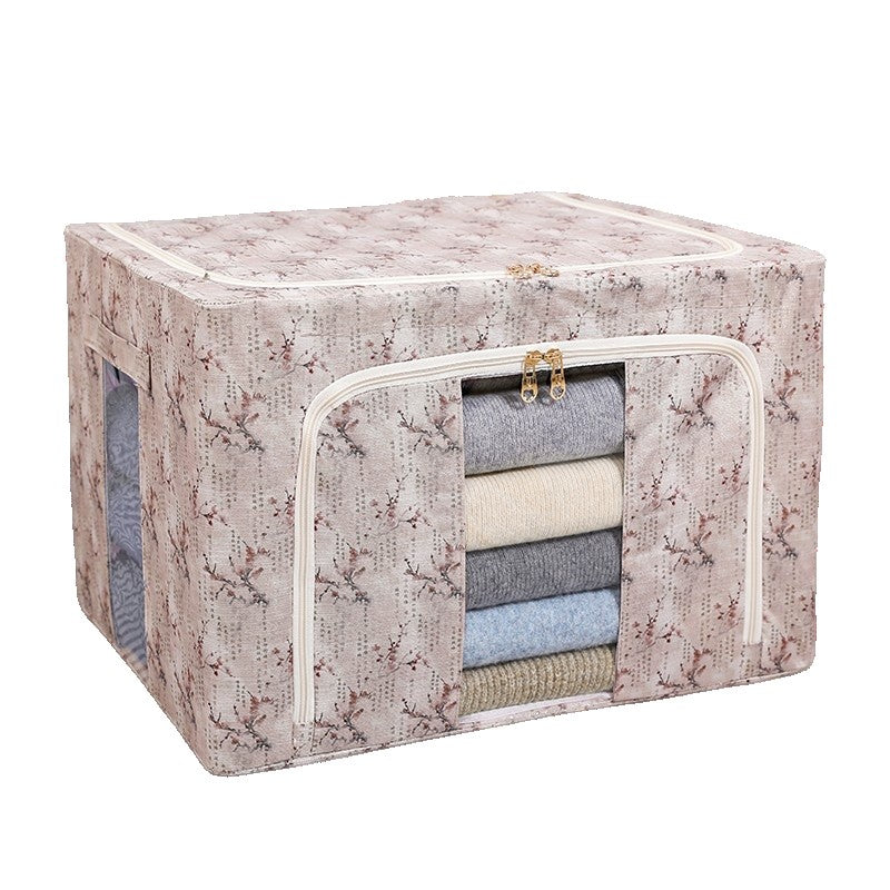 Cutie Depozitare, selexmo, 66L, din Material Textil, 50 x 40 x 33 cm, pentru Haine si Lenjerii, Model Flori de Primavara, Roz