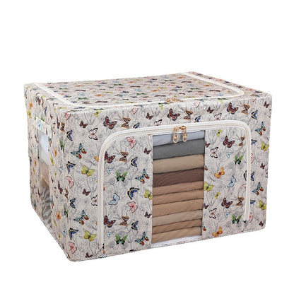 Cutie Depozitare, selexmo, 66L, din Material Textil, 50 x 40 x 33 cm, pentru Haine si Lenjerii, Model Fluturasi, Multicolor