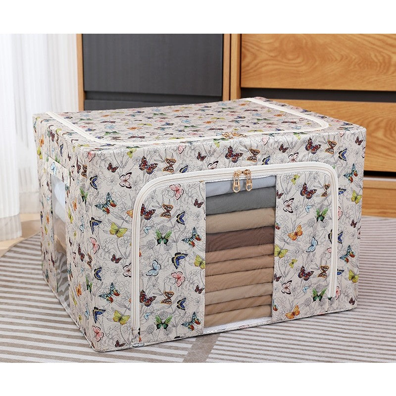 Cutie Depozitare, selexmo, 66L, din Material Textil, 50 x 40 x 33 cm, pentru Haine si Lenjerii, Model Fluturasi, Multicolor