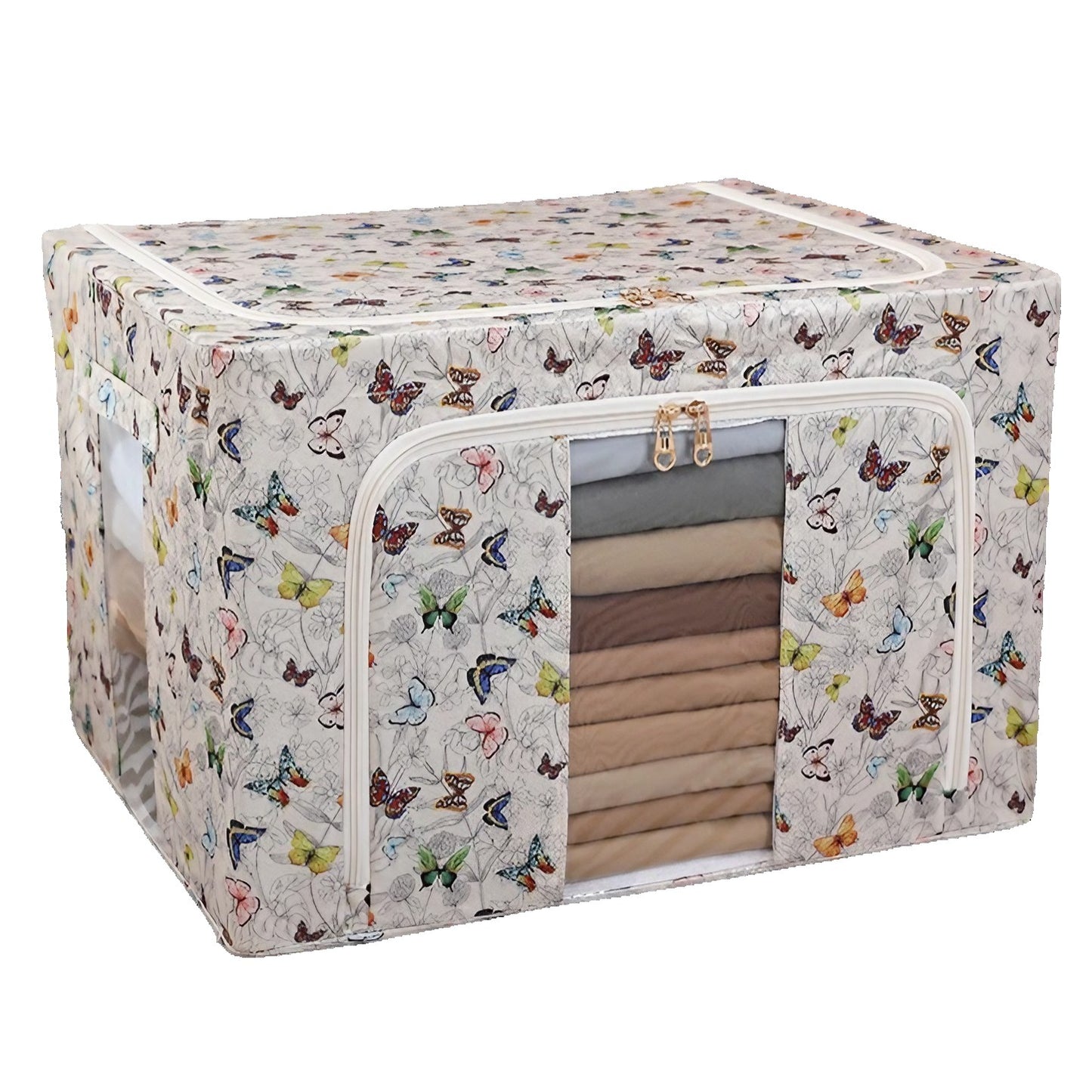 Cutie Depozitare, selexmo, 66L, din Material Textil, 50 x 40 x 33 cm, pentru Haine si Lenjerii, Model Fluturasi, Multicolor