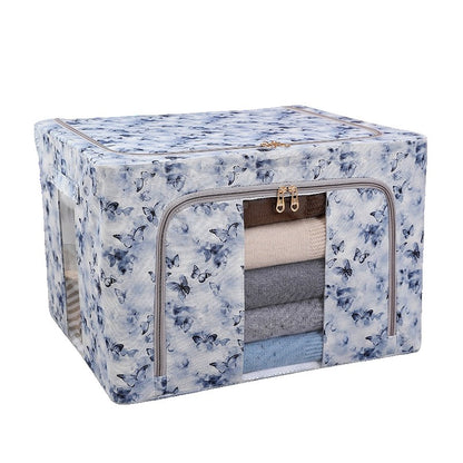 Cutie Depozitare, selexmo, 66L, din Material Textil, 50 x 40 x 33 cm, pentru Haine si Lenjerii, Model Fluturasi, Albastru