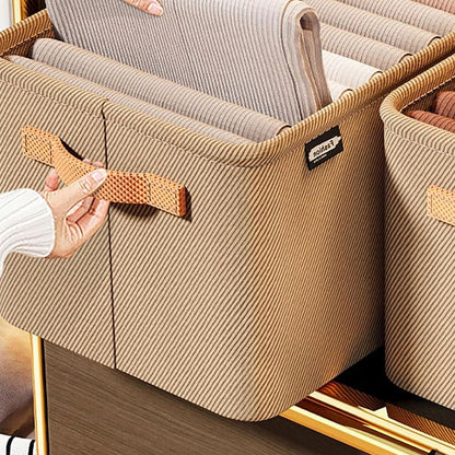 Cutie Depozitare selexmo, pentru Haine, lucruri, din Textil cu Cadru Metalic, Manere Laterale, forma Dreptunghiulara, 35 x 25 x 22cm, volum 19 L, Kaki