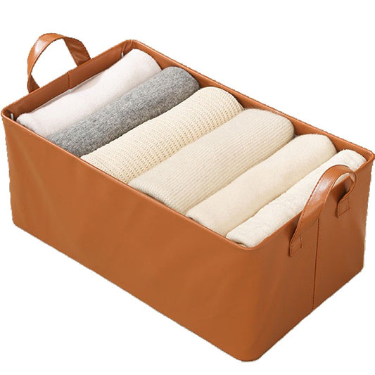 Cutie de Depozitare Tip Cos, selexmo, Material Piele Ecologica, Pliabila, 47x28x20 cm, 26 l, Cadru Metalic, cu Manere, Maro