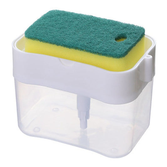 DOZATOR, DISPENSER 2 IN 1 PENTRU DETERGENT LICHID DE VASE SAU PENTRU OBIECTE SANITARE CU SUPORT PENTRU BURETE DE BUCATARIE , 380 ML