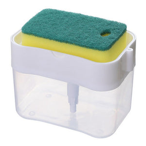 DOZATOR, DISPENSER 2 IN 1 PENTRU DETERGENT LICHID DE VASE SAU PENTRU OBIECTE SANITARE CU SUPORT PENTRU BURETE DE BUCATARIE , 380 ML