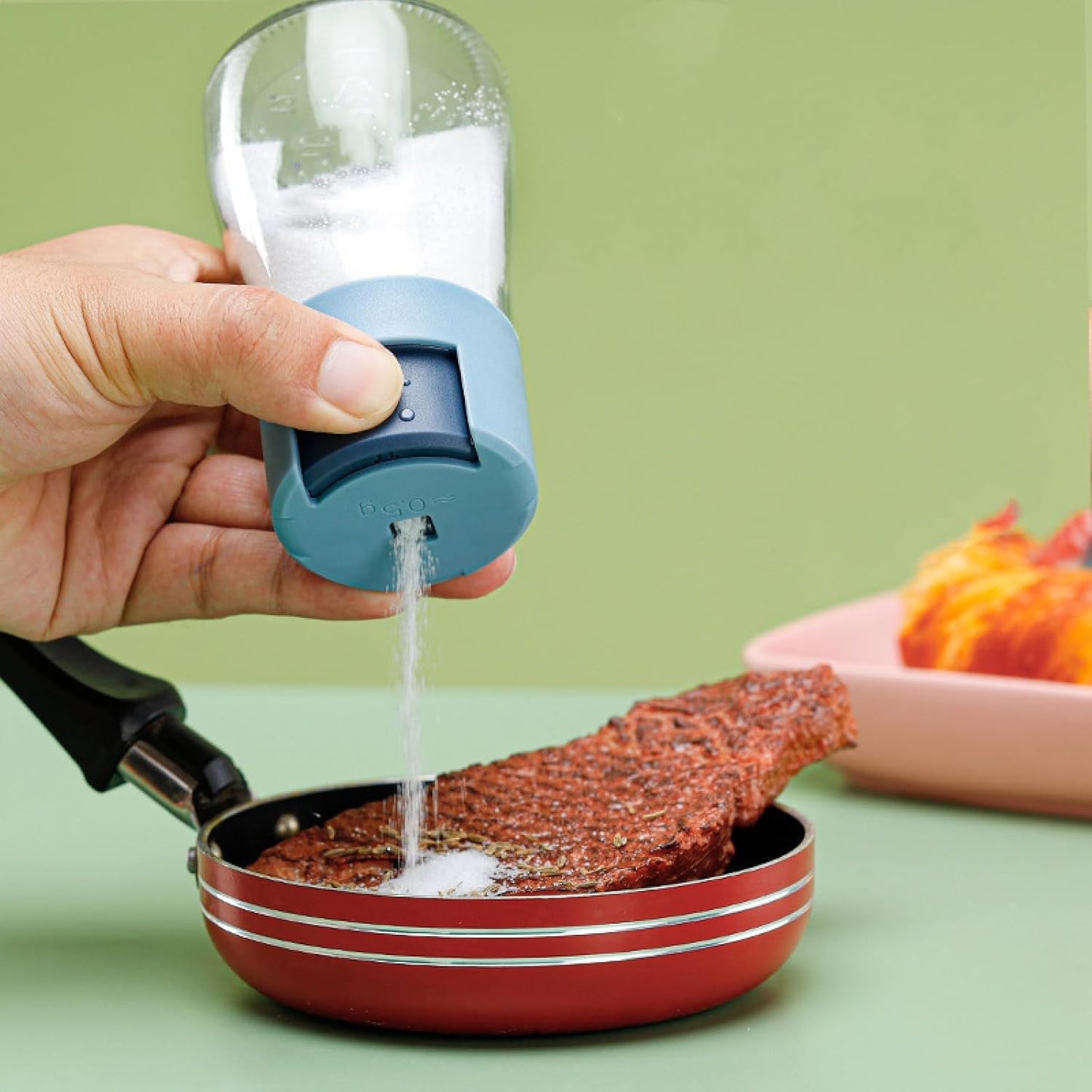 Dozator Condimente, selexmo, din Stilca, 180 ml, Rezistenta la Umidiate, 11.3 x 6.4 cm, Masura 5g, Albastru