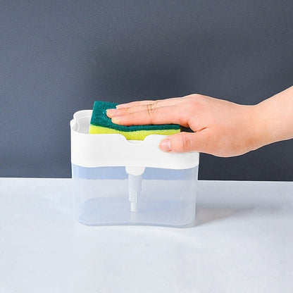 DOZATOR, DISPENSER 2 IN 1 PENTRU DETERGENT LICHID DE VASE SAU PENTRU OBIECTE SANITARE CU SUPORT PENTRU BURETE DE BUCATARIE , 380 ML