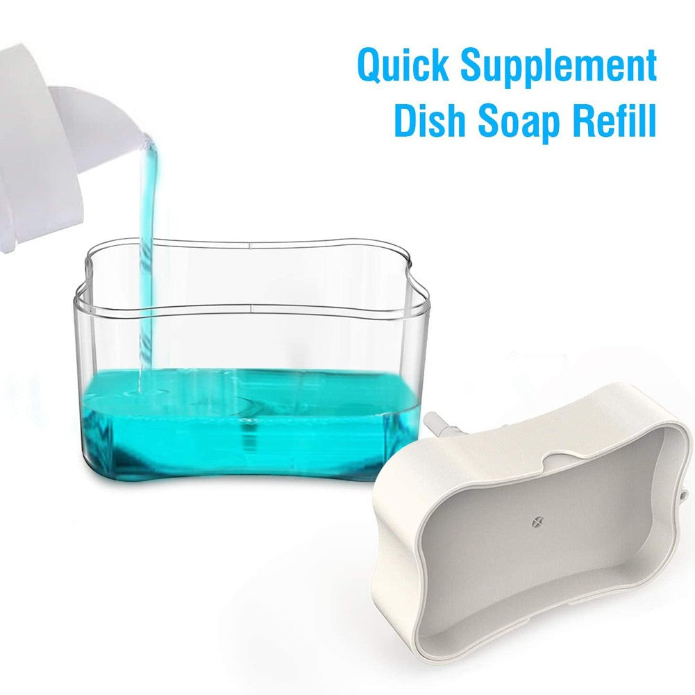 DOZATOR, DISPENSER 2 IN 1 PENTRU DETERGENT LICHID DE VASE SAU PENTRU OBIECTE SANITARE CU SUPORT PENTRU BURETE DE BUCATARIE , 380 ML