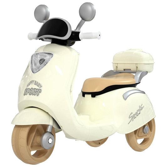 Motocicletă Electrică pentru Copii cu Telecomandă, Bluetooth, Anti-Răsturnare, Lumini și Sunet - Bej