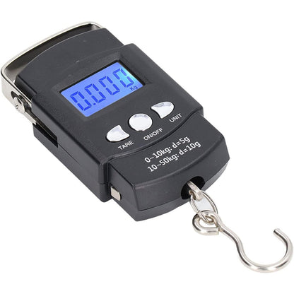 Cantar Digital de Mana cu Carlig, Cantar Portabil, Pescuit, cu Maner, Capacitate 50 kg, cu Metru Incorporat