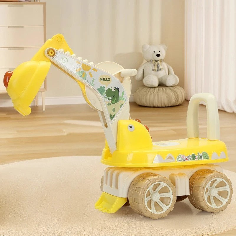 Excavator pentru Copii, 1-3 Ani, Greutate Portanta 30 kg, Muzica si Lumini, Rotatie 360 Grade