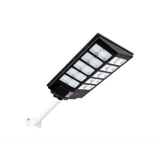 Lampa solara stradala Selexmo, cu telecomanda, senzor de miscare si lumina, suport prindere, 800 LED-uri, IP65, ABS, 25AH, 500W, temperatura culoare 6500K, 67.6x34.8x7.2 cm, autonomie 10-12 ore, negru
