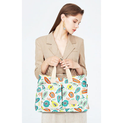 Geanta de Mana/Umar, Multifunctionala, selexmo, Inchidere cu Capsa, Imprimeu Fructe, Material Textil, 33.5 x 25 x 14.5 cm, Multicolor