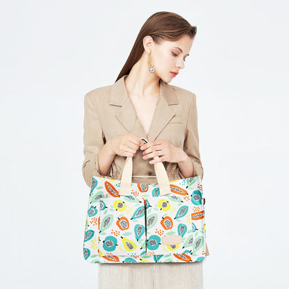 Geanta de Mana/Umar, Multifunctionala, selexmo, Inchidere cu Capsa, Imprimeu Fructe, Material Textil, 33.5 x 25 x 14.5 cm, Multicolor