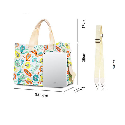 Geanta de Mana/Umar, Multifunctionala, selexmo, Inchidere cu Capsa, Imprimeu Fructe, Material Textil, 33.5 x 25 x 14.5 cm, Multicolor