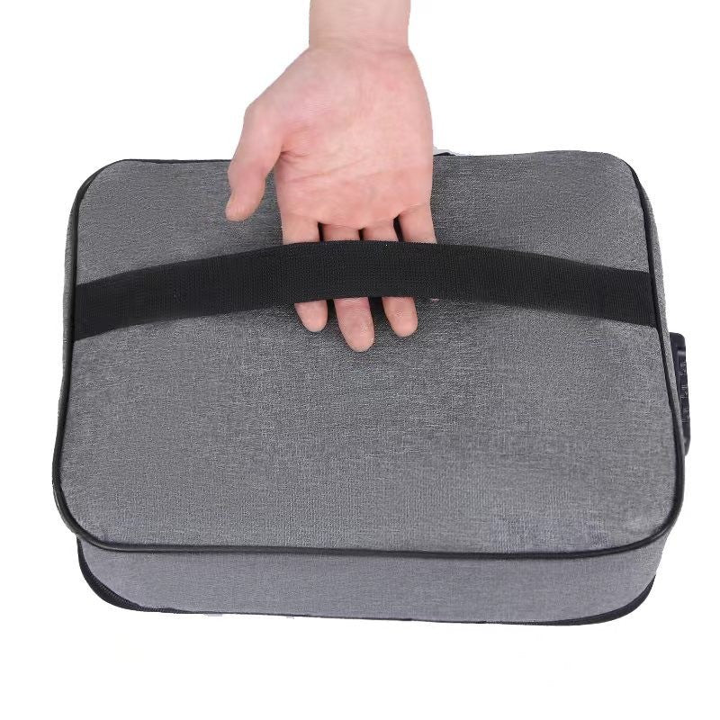 Geanta selexmo pentru Depozitare Acte si Documente, Facturi, Carduri, cu Cod de Securitate, 2 Compartimente, Impermeabila, 37 x 10.5 x 27 cm, Gri