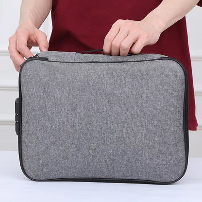 Geanta selexmo pentru Depozitare Acte si Documente, Facturi, Carduri, cu Cod de Securitate, 2 Compartimente, Impermeabila, 37 x 10.5 x 27 cm, Gri