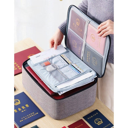 Geanta selexmo pentru Depozitare Acte si Documente, Facturi, Carduri, cu Cod de Securitate, 2 Compartimente, Impermeabila, 37 x 10.5 x 27 cm, Gri