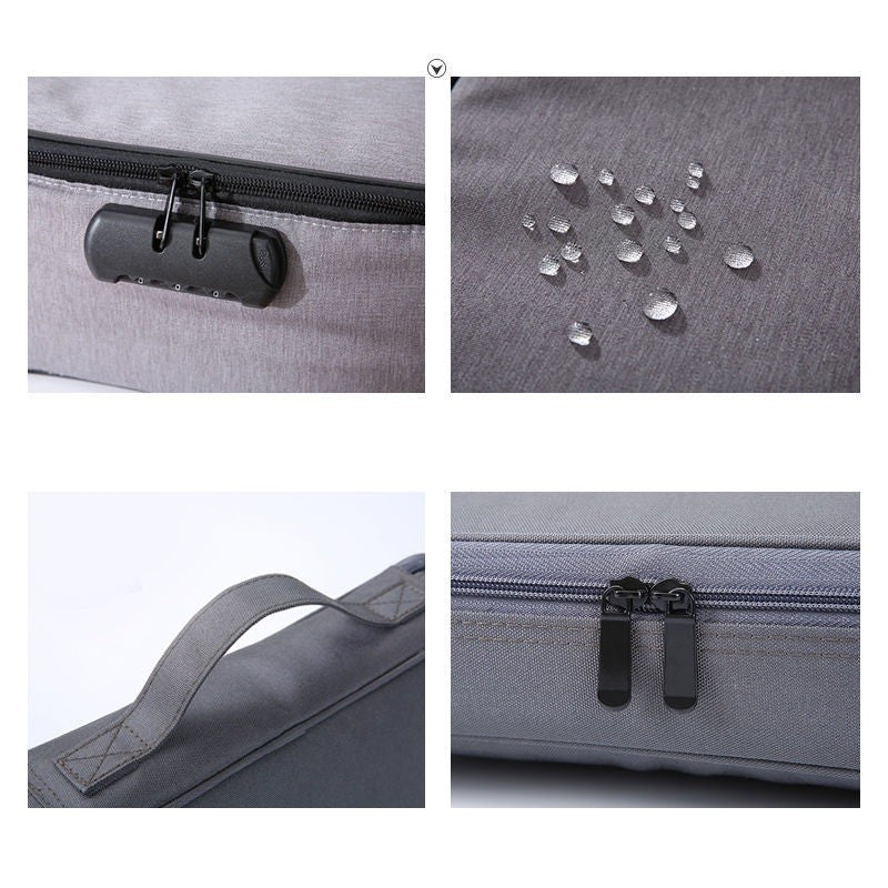 Geanta selexmo pentru Depozitare Acte si Documente, Facturi, Carduri, cu Cod de Securitate, 2 Compartimente, Impermeabila, 37 x 10.5 x 27 cm, Gri